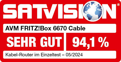 AVM FRITZ!Box 6670 Cable Router – DOCSIS 3.1 Modem, WiFi 7, 2.5G LAN, Zigbee-Integration