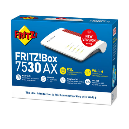 FRITZ!Box 7530 AX International – Wi-Fi 6 DSL Router mit Mesh & DECT-Basis